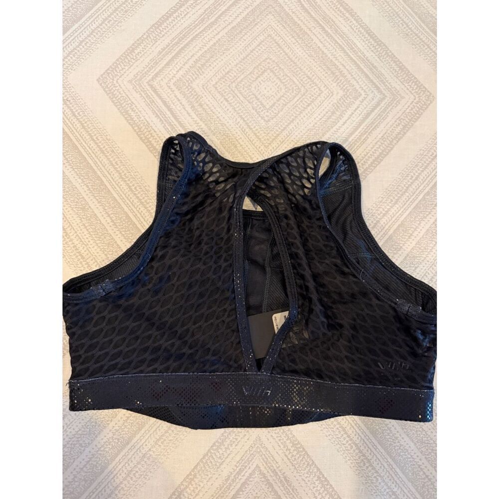 Wear It To Heart x Peloton High Neck Sports Bra Small NWT Black Shimmer Mesh - Picture 4 of 5